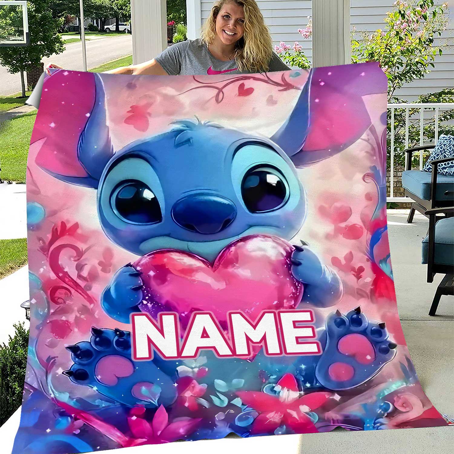 Personalized Lilo &amp; Stitchh Fleece Blanket