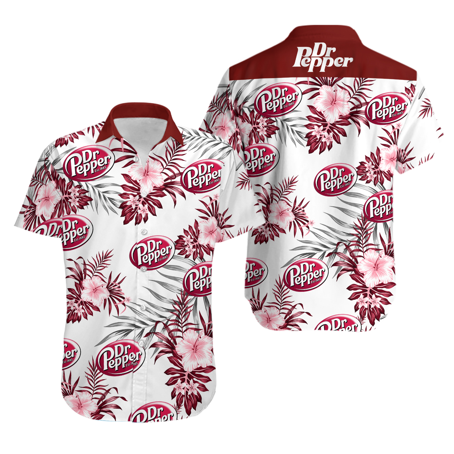 Dr. Pepper Button Up Hawaiian Shirt