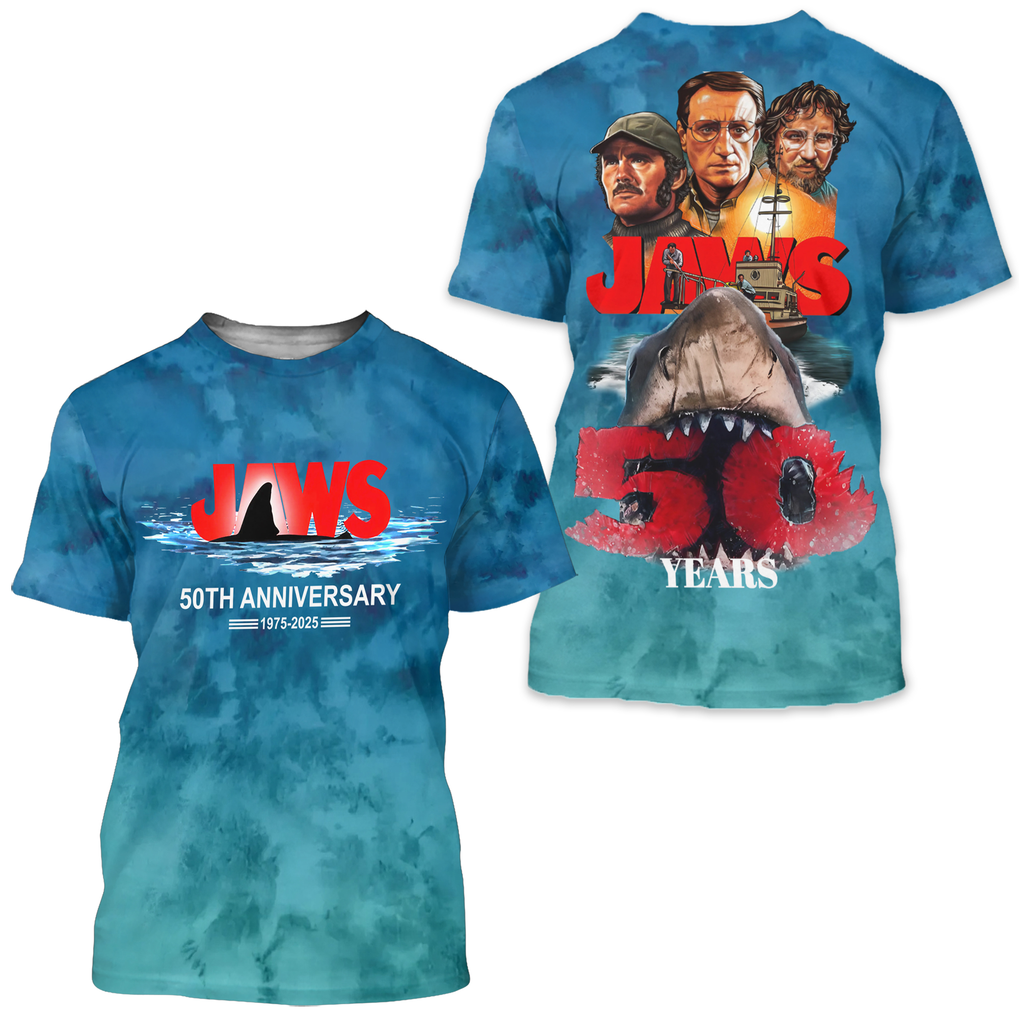 Jaws 50th Anniversary 1975-2025 3d All Over Printed T-shirt