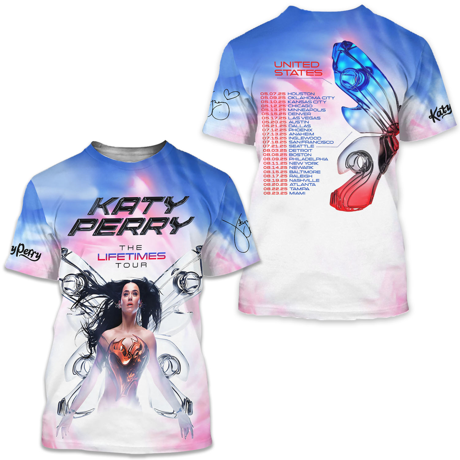 Katy Perry The Lifetimes Tour 2025 Signature 3d T-shirt
