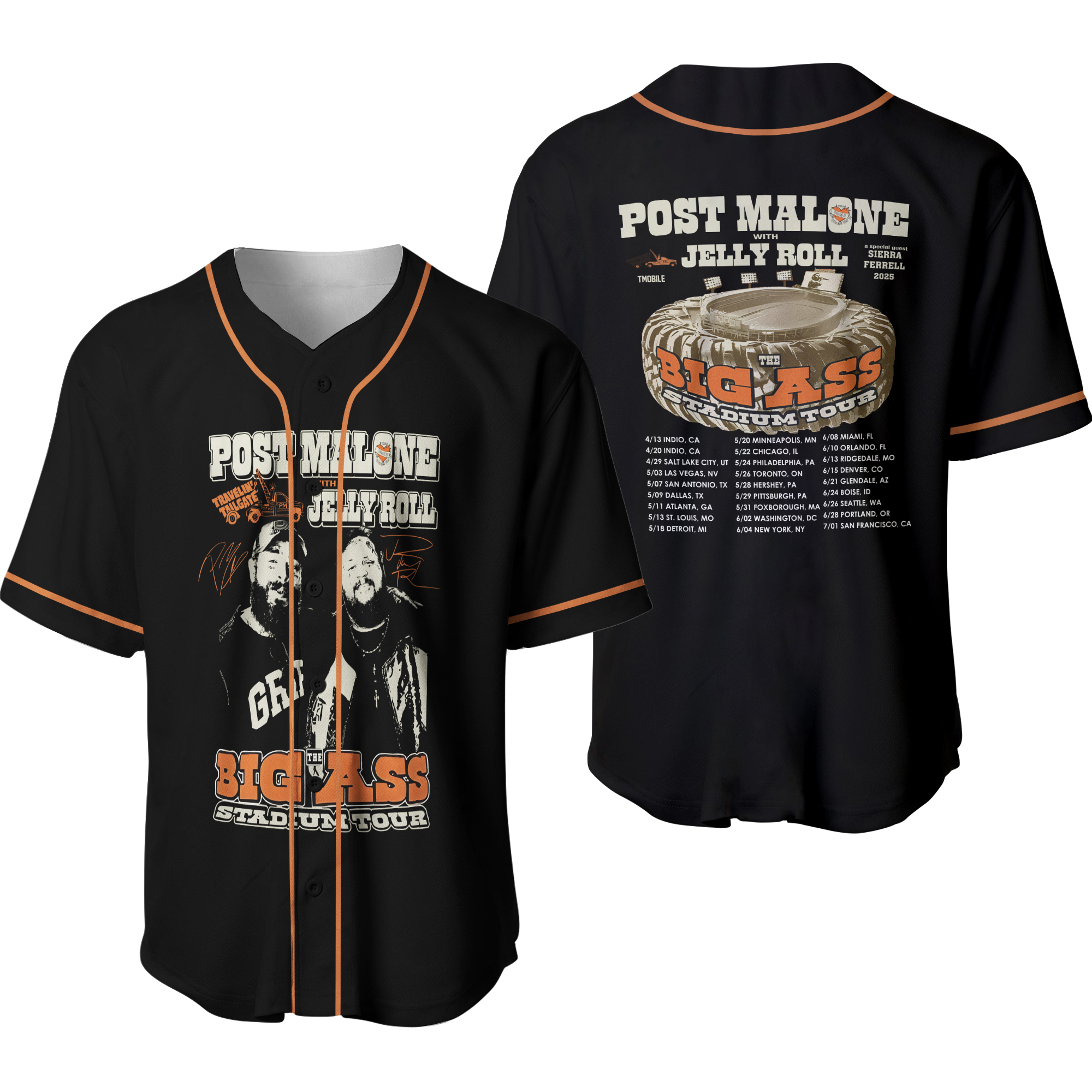 Vintage Post Malone Tour Jersey, Big Stadium Tour, Posty 2025 Tour, Jelly Roll Jersey