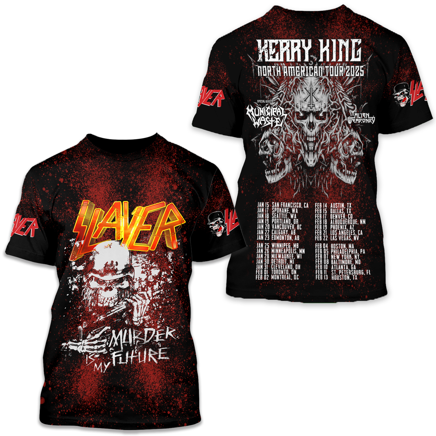 Slayer Kerry King North American Tour 2025 3d T-shirt