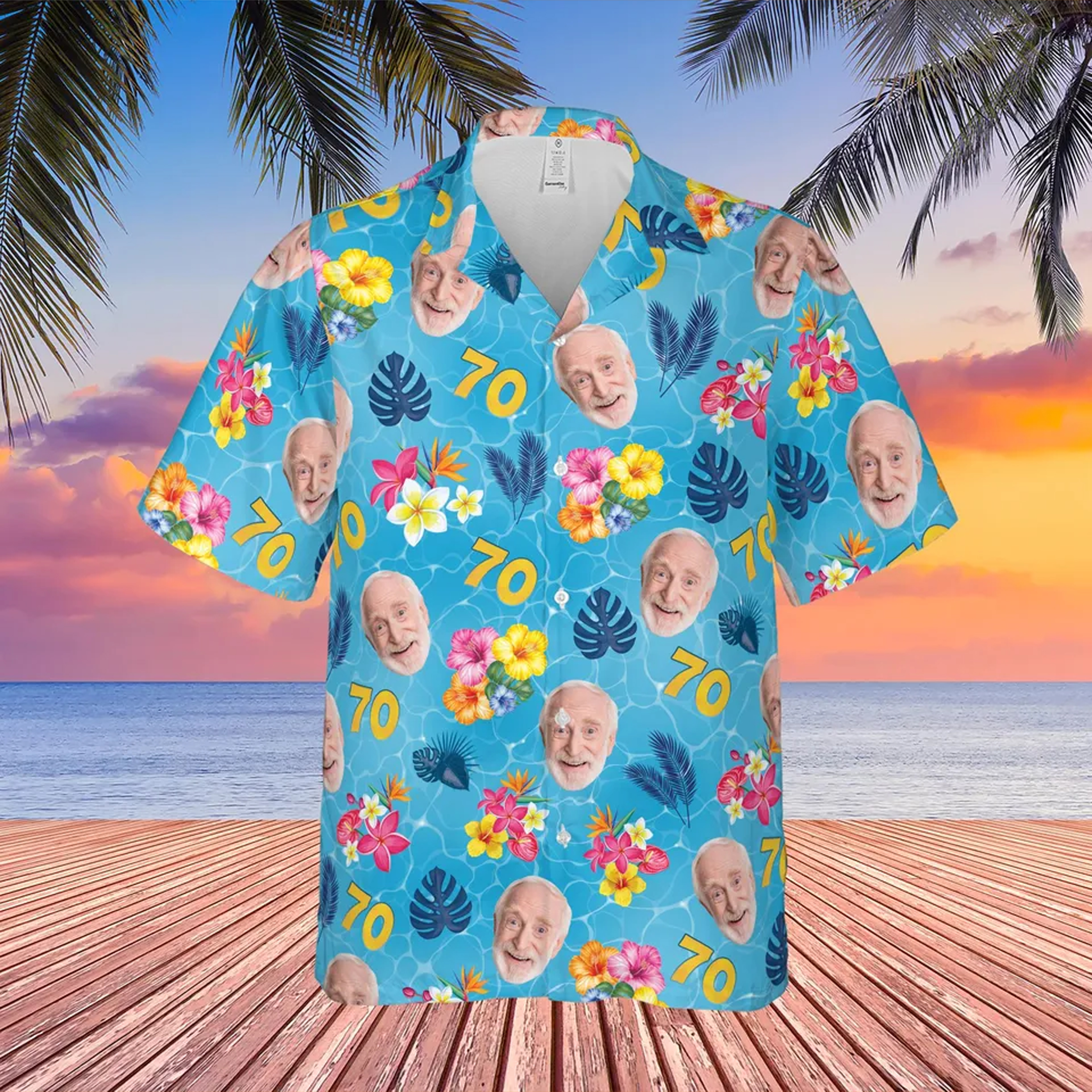 Custom Face Birthday Hawaiian, Personalized Photo Shirt, Tropical Birthday Party Hawaiian