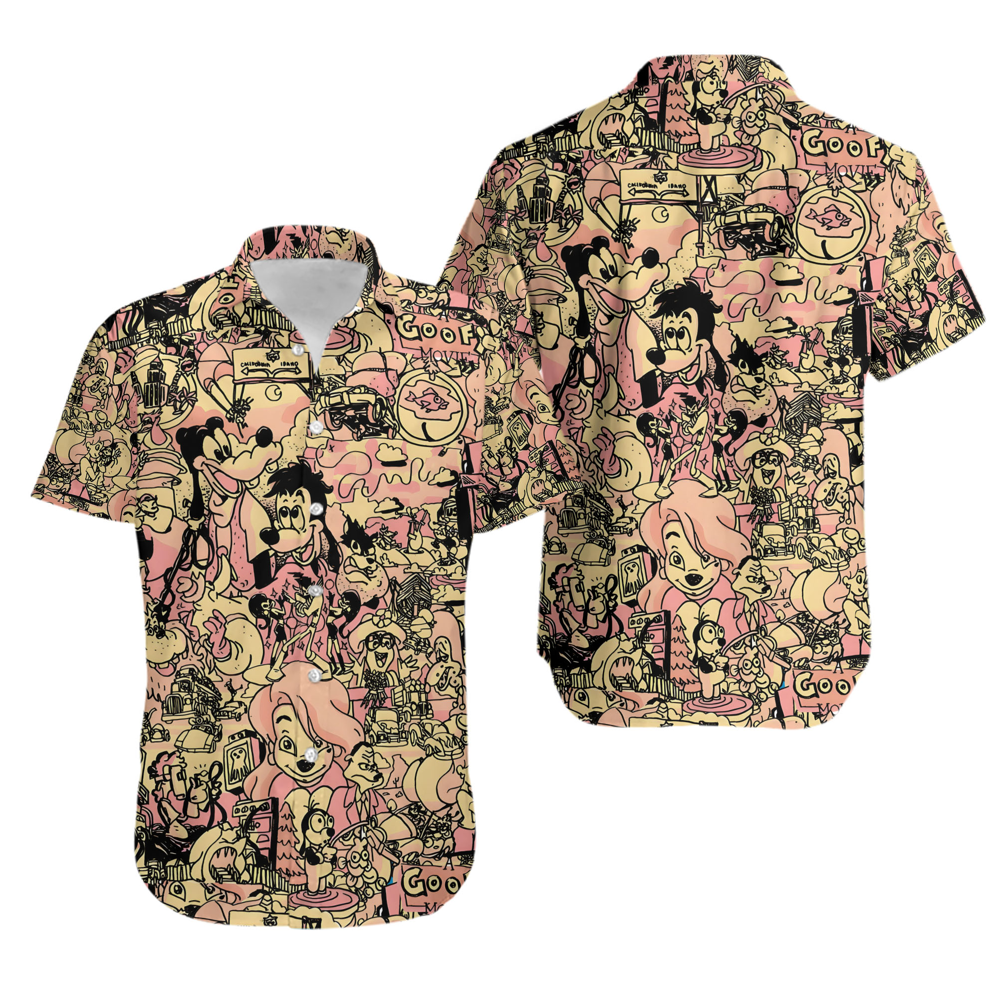 Goofyy Movie Hawaiian Shirt, Disneyyy Retro Aloha Shirt, Max And Goofyy Summer Shirt