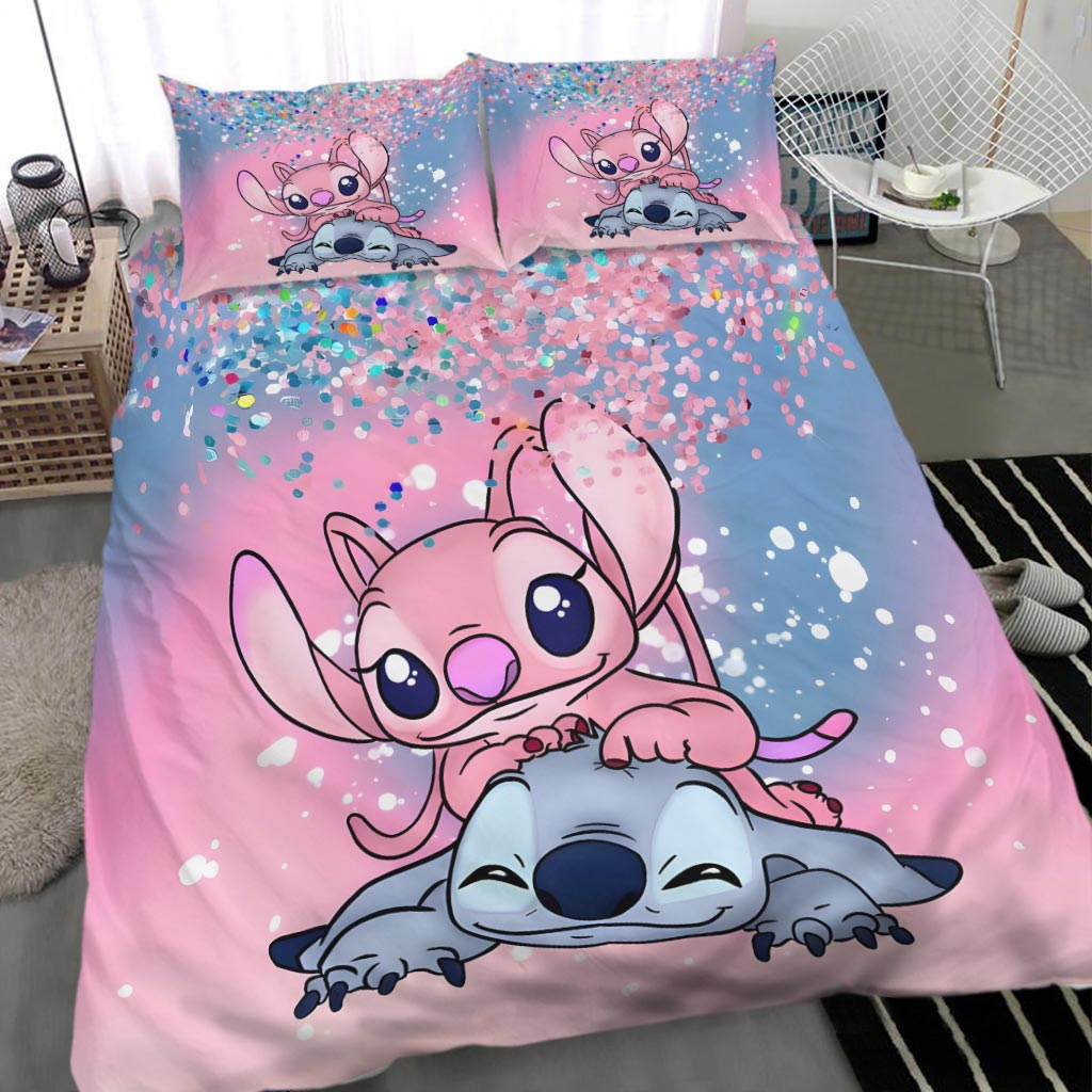 Stitchh Galaxy Duvet Cover Bedding Set Cartoon Design With Stitchh Angel Bedroom Decor