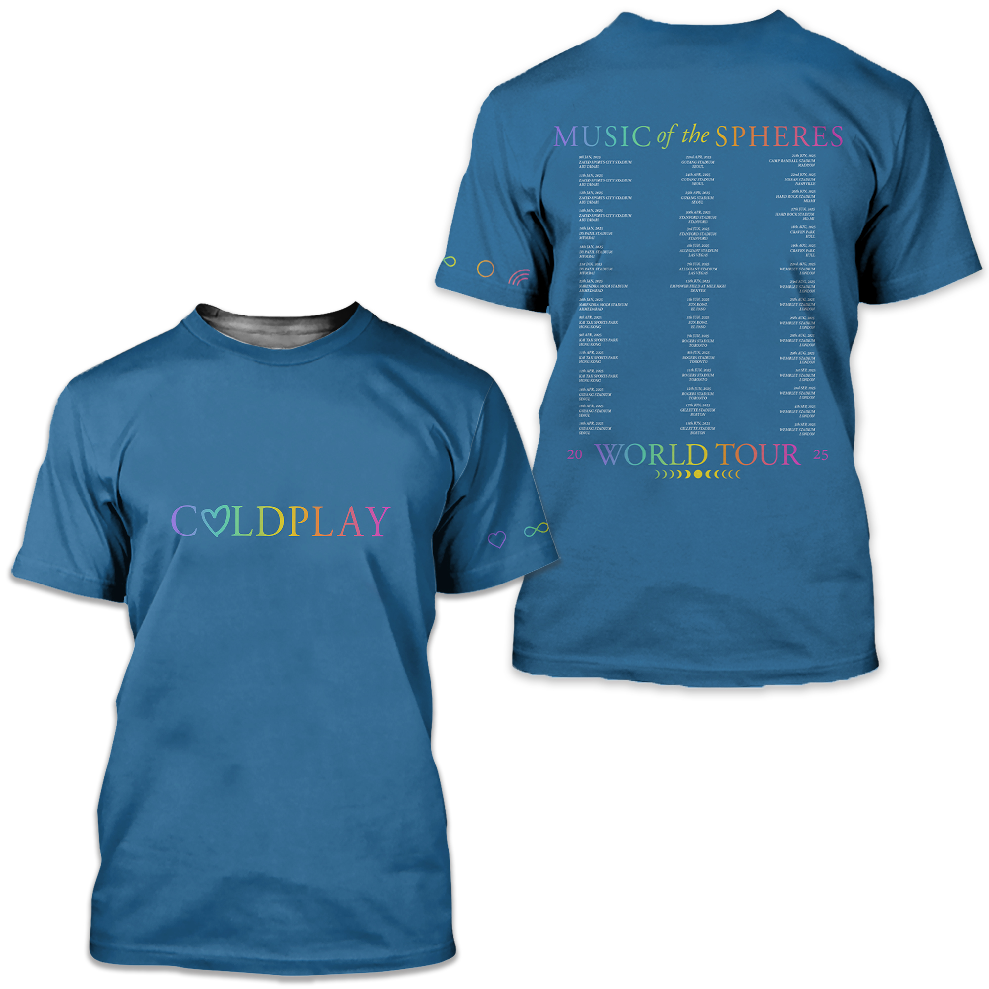 Coldplay Merchandise 2025 Music Of The Spheres World Tour T-shirt