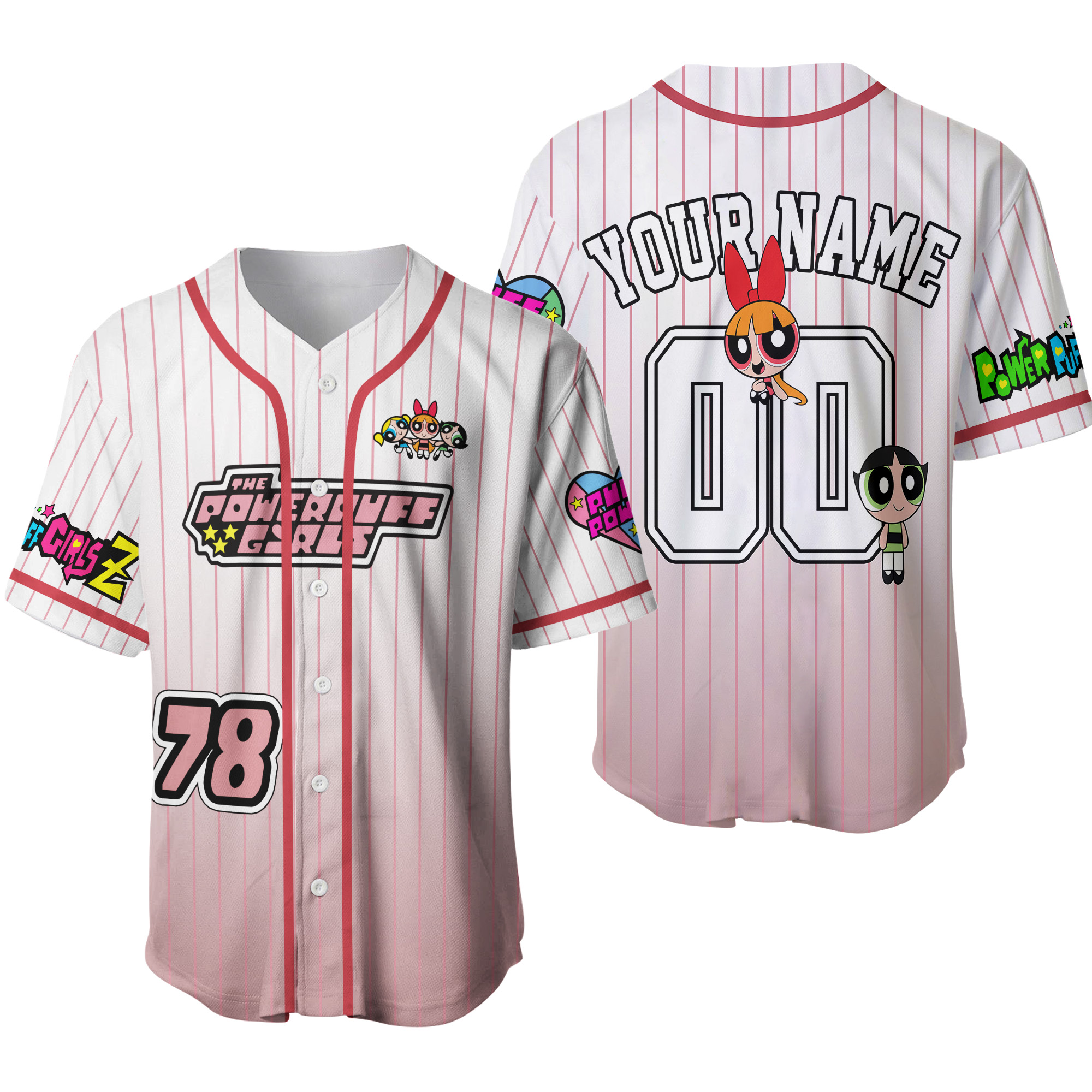 Custom The Powerpuff Girls Baseball Jersey, Buttercup Baseball Jersey