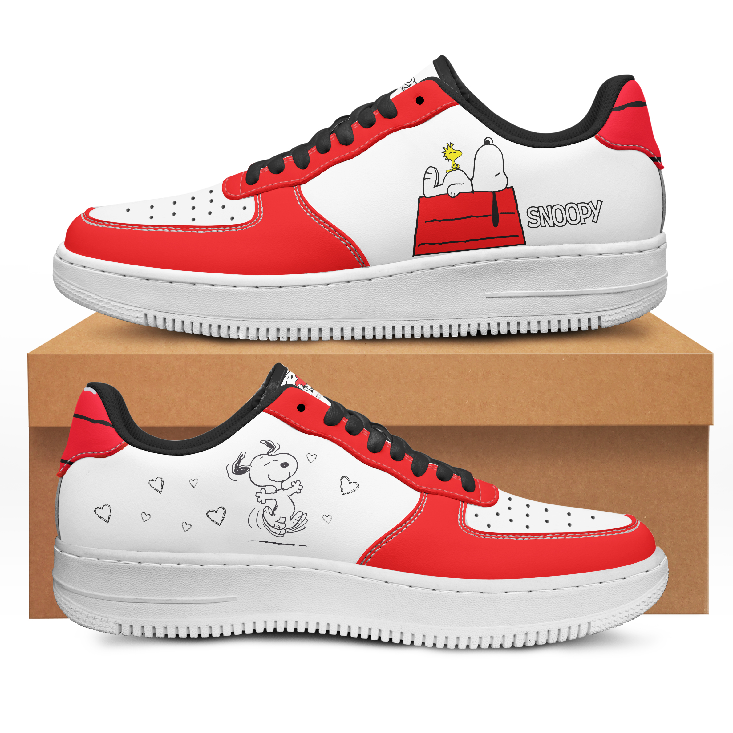 Custom Snoopy Low Top Leather Sneakers Comic Book Collectible Sneaker
