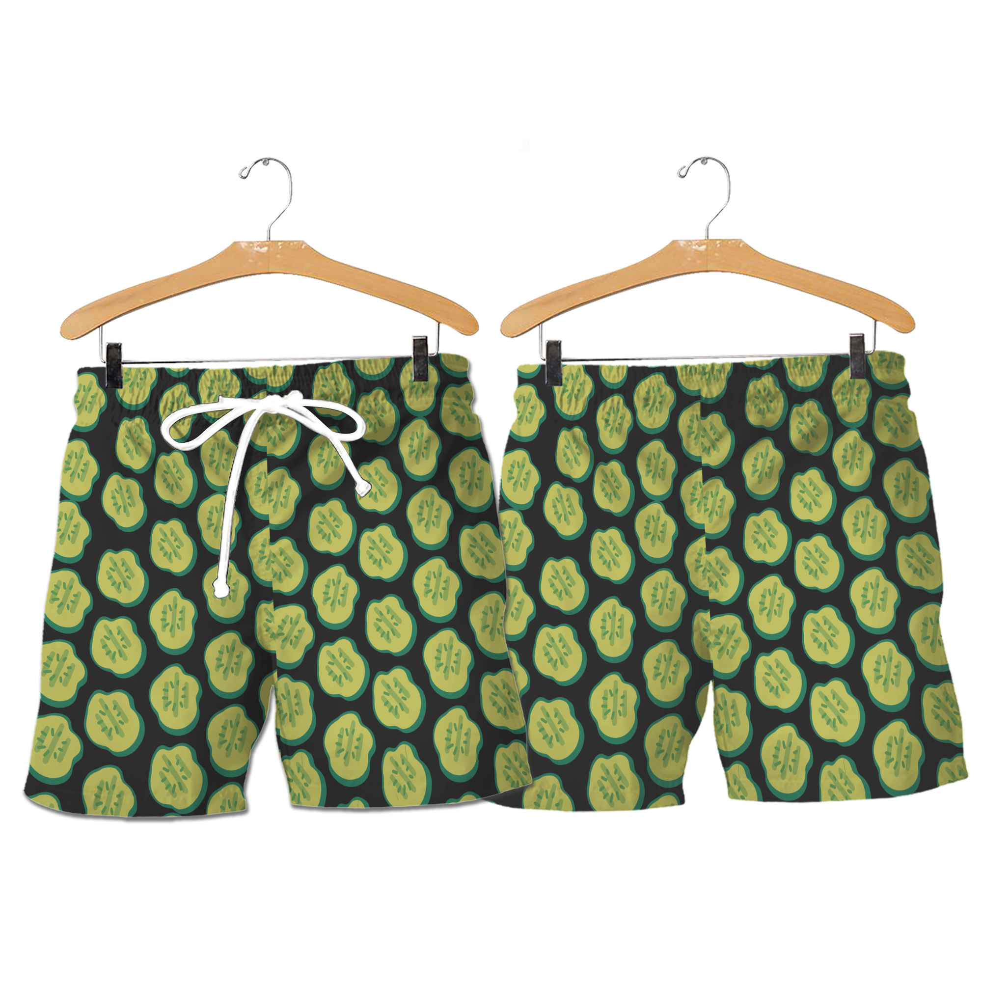 Fun Pickle Men's Swim Trunks - Summer Beach Shorts, Novelty Vacation Board Shorts, Pickle Lover Gift, Funny Swimming Trunks