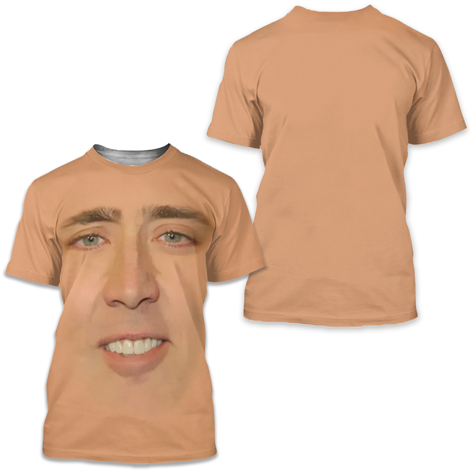 Funny Nicolas Cage Face Graphic T Shirt For Men Tee Shirts 3d Humor Fun Printing T-shirt