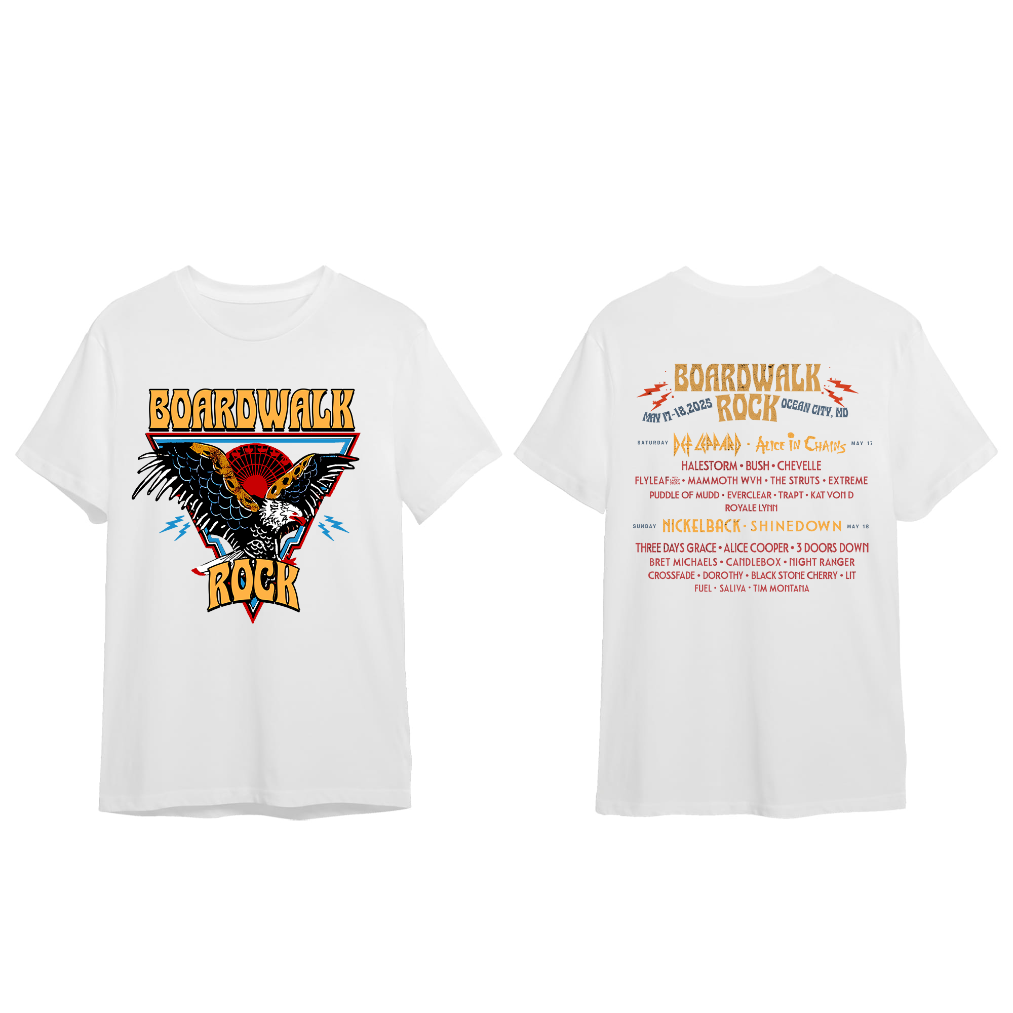 Boardwalk Rock 2025 Ocean City Md May 17-18 Ferris Wheel Lineup T-shirt