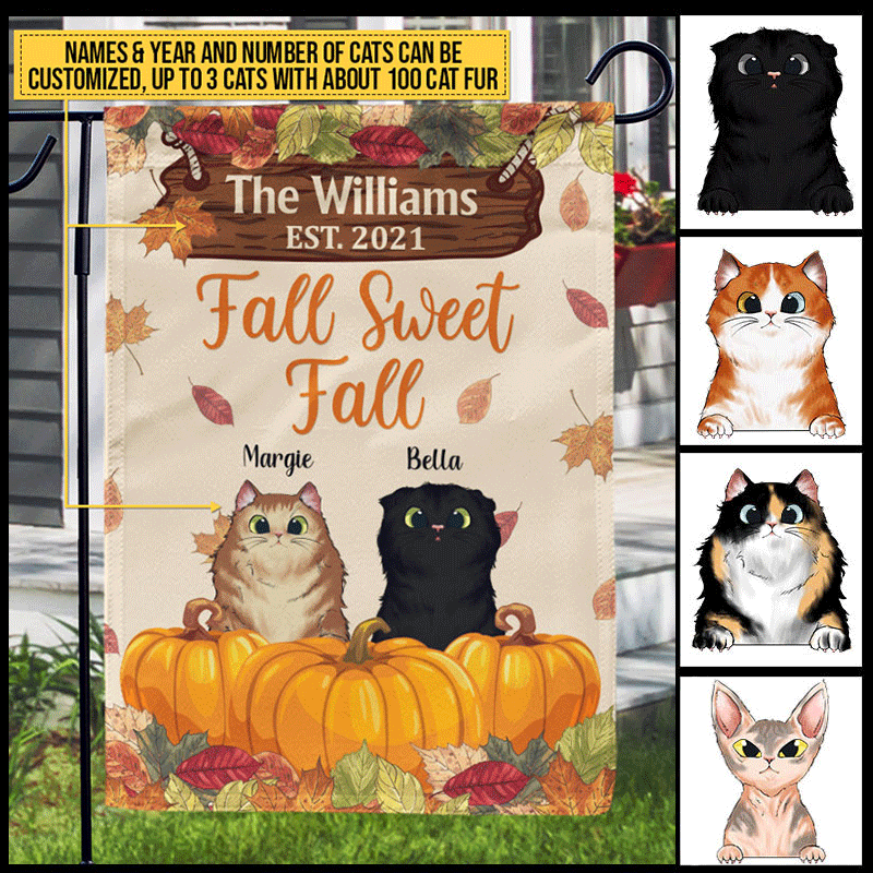 Discover Fall Sweet Fall, Fall Decor, Cat Lover Gift, Funny Custom Flag