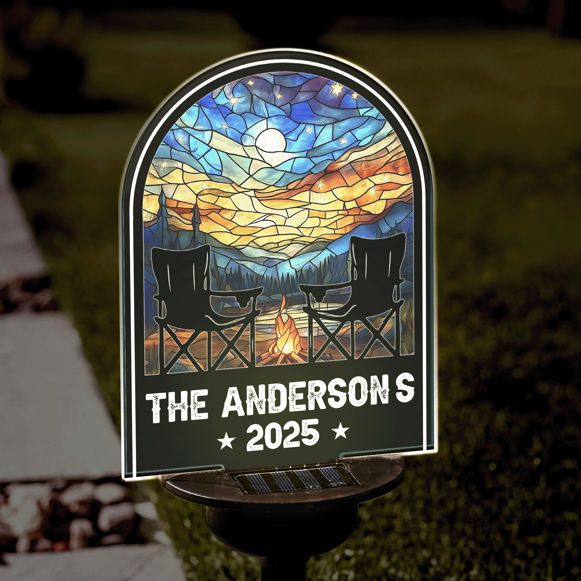 Discover No City Lights Just Camp Fire Nights - Personalized Solar Light