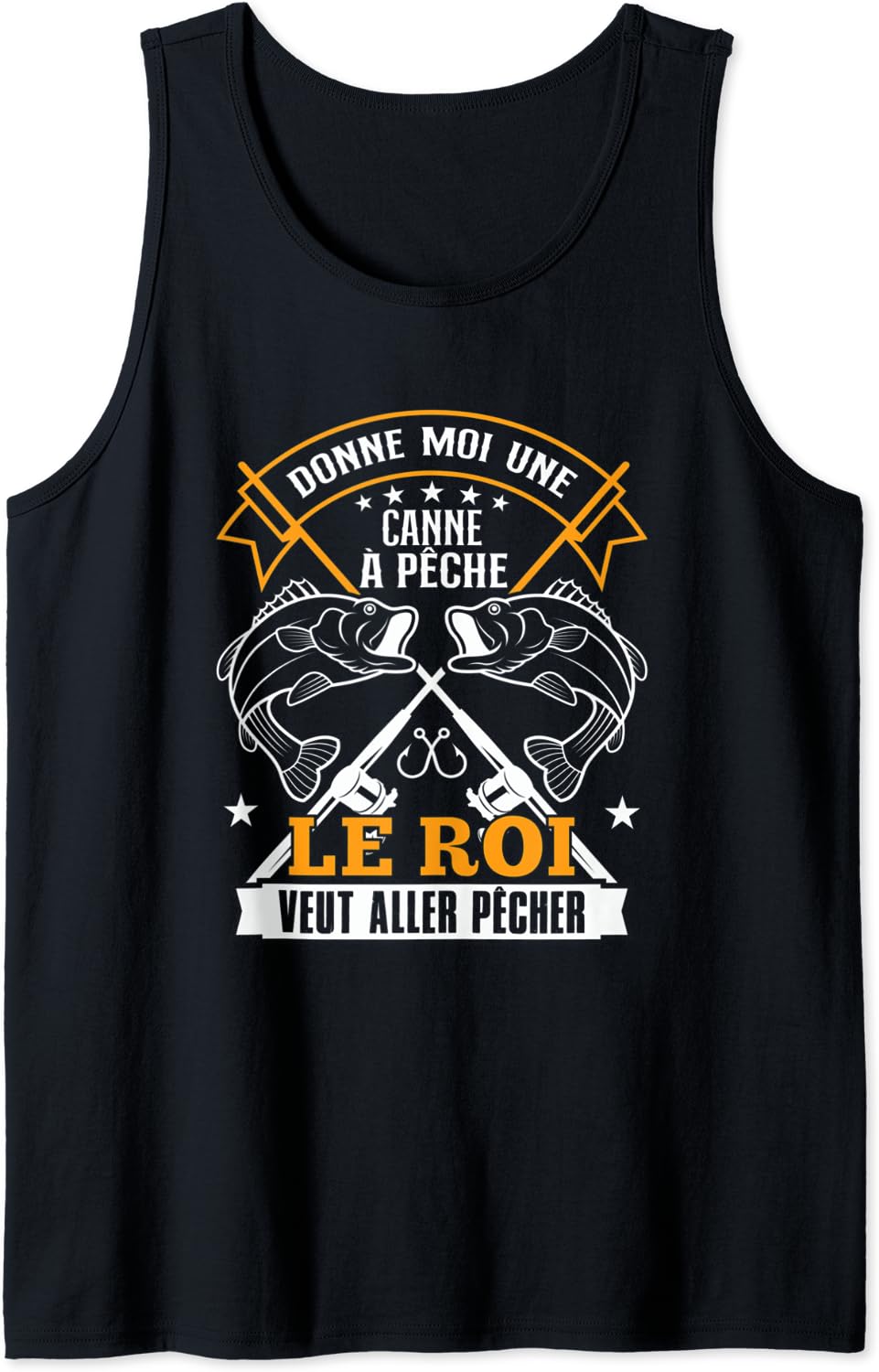Débardeur homme pêcheur et sup - Otshirt - Loose - Noir et Blanc Black