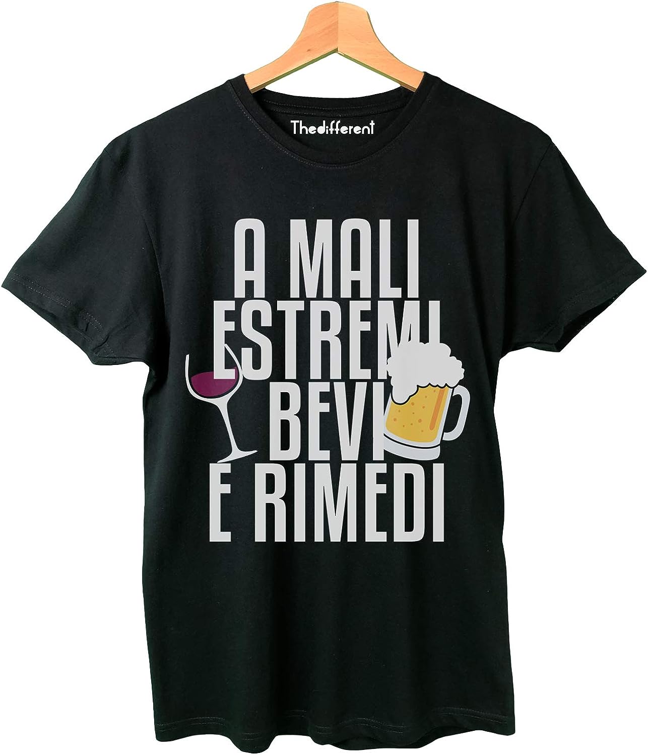 Discover Maglietta T-Shirt Estremi Bevi E Rimedi Birra E Vino Idea Regalo