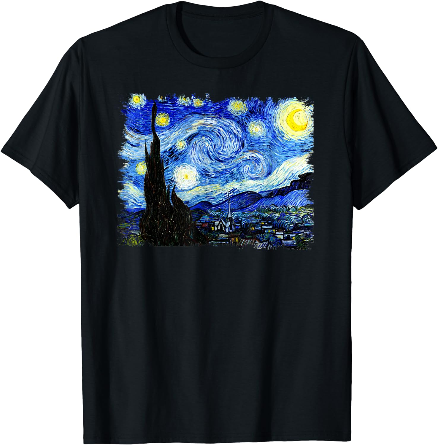 Discover Maglietta T-Shirt Vincent Van Gogh Uomo Donna Bambini Notte Stellata Famosi Classici Arte Elegante