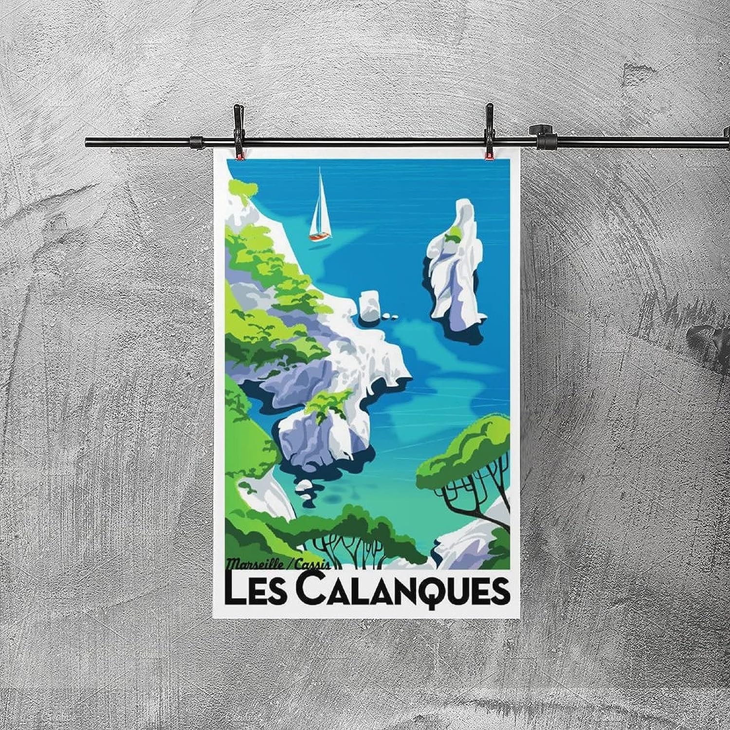 Poster Vintage Voyage Les Calanques Marseille – 40 X 60 Cm – Impression Haute Définition, Choix Avec Ou Sans Cadre
