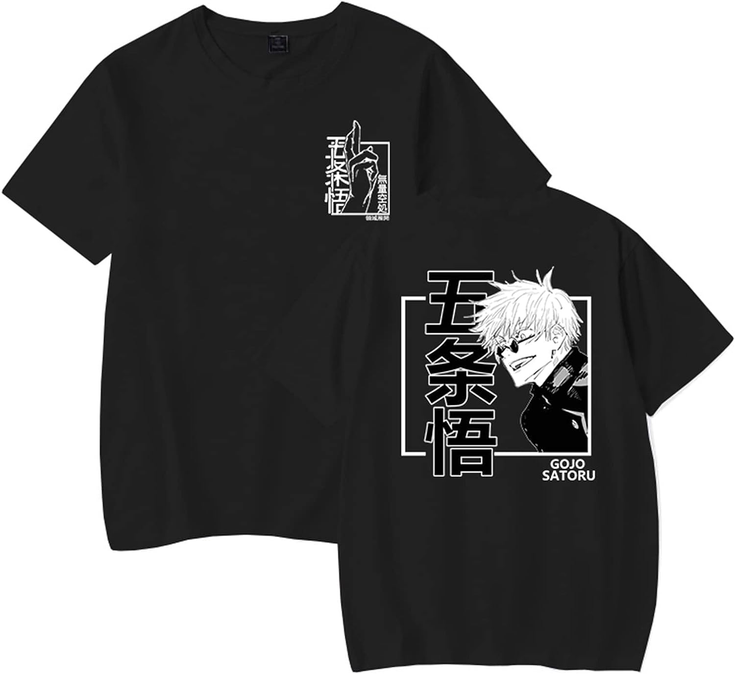 Zhongkaihua JJK Gojo Satoru, maglietta estiva da uomo, stampa 3D Geto Suguru Anime nero bianco maglietta a maniche corte, comoda maglietta alla moda, Gojo Satoru, XS